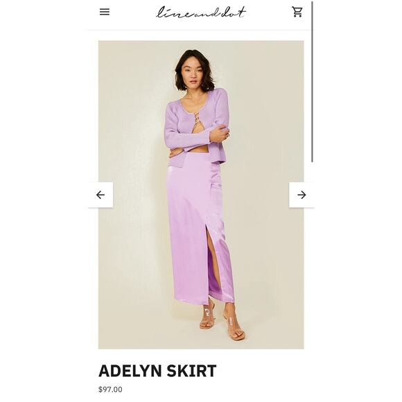 NWT! Line & Dot Lilac Satin Adelyn Midi Skirt - Size Small - Picture 7 of 10